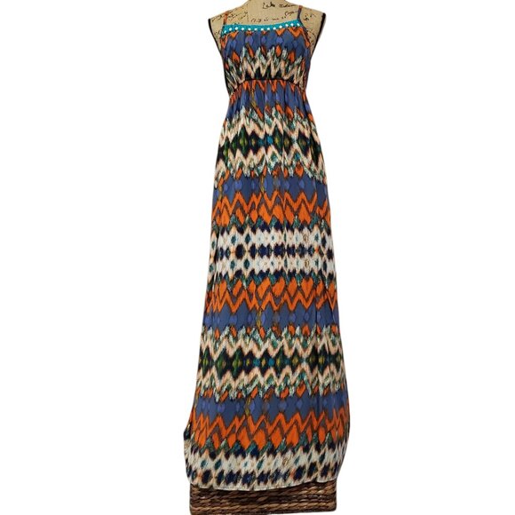 Mossimo Supply Co. Criss-Cross Back Halter Maxi Dress Bold Vibrant Colors Size M - Picture 5 of 16